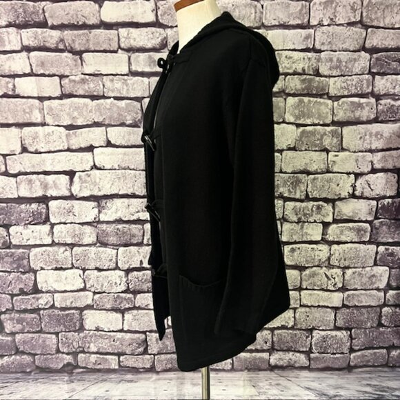 Karen Scott Black Hooded Cardigan Sweater Size L - Picture 4 of 9